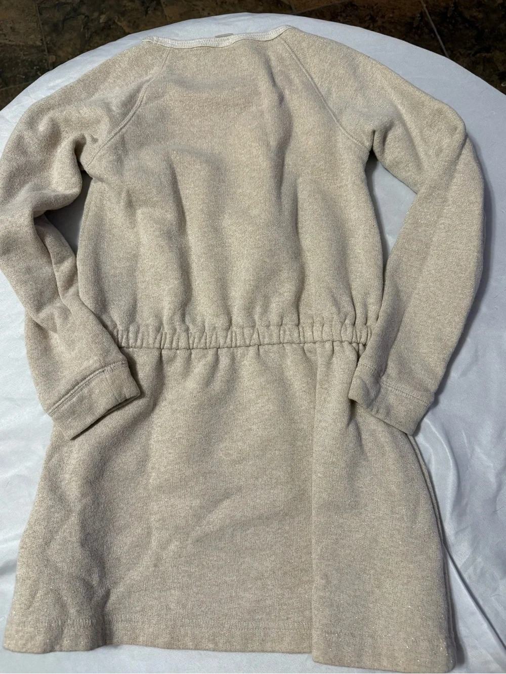 Oshkosh Cream Sparkle Drawstring Waist Sweatshirt Dress -8
